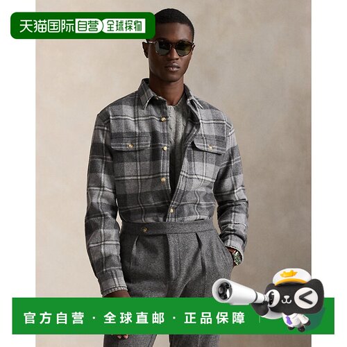自营欧洲直邮Ralph Lauren拉夫劳伦 男士灰色多色羊毛工装衬衫