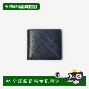 男士 欧洲直邮Burberry博柏利 午夜色棉格纹双折钱包
