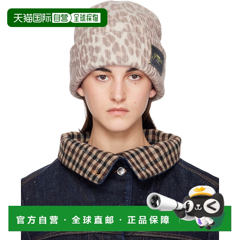香港直邮GANNI 甘尼 女士 驼色 Oversized Wool Rib Knit 毛线帽