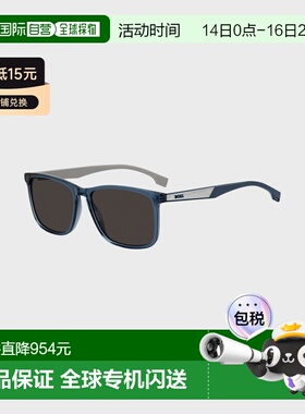 自营欧洲直邮Hugo Boss 男士蓝色醋酸纤维logo标识太阳镜配饰