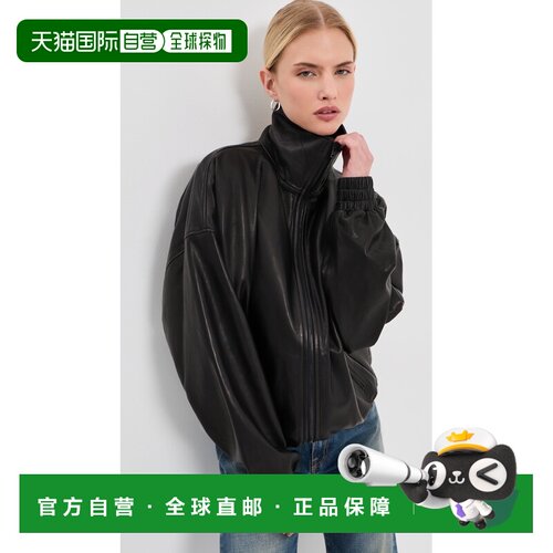 1h可退 美国直邮Acne Studios 艾克妮 女士 皮革短夹克 black黑色
