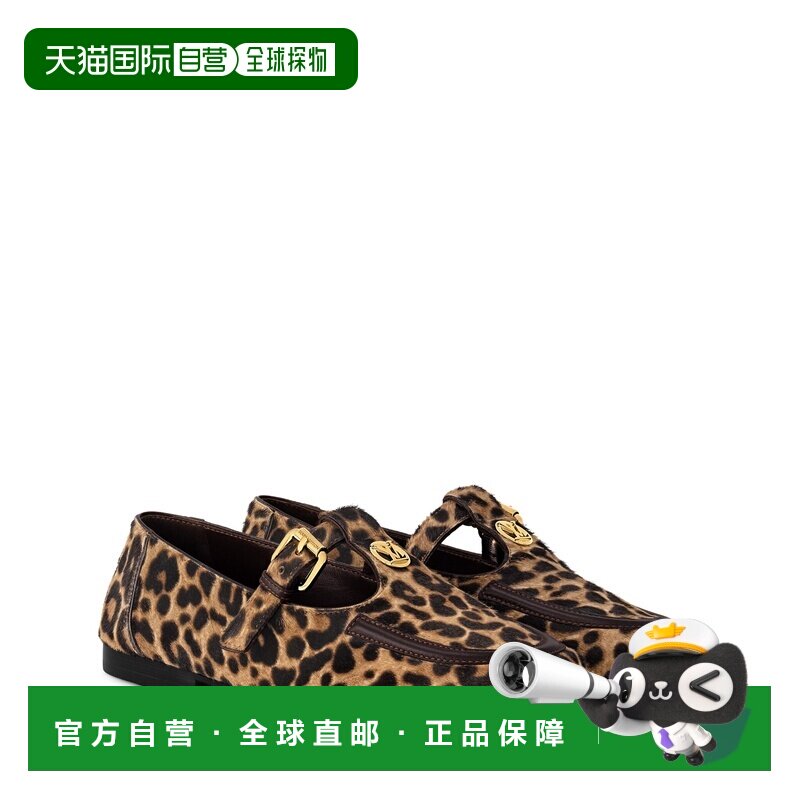 自营欧洲直邮LV路易威登 女士棕色皮革豹纹印花莫卡辛鞋女鞋单鞋