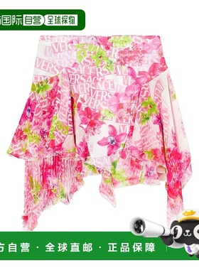 香港直邮Versace LOGO ORCHID 真丝半身裙迷你裙10078831A06317