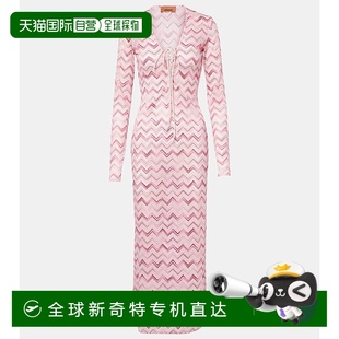 金银锦缎中长连衣裙 1h可退 香港直邮MISSONI 米索尼 女士