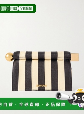 1h可退 香港直邮Jacquemus 女士 Rond Carre 皮革饰边条纹编织手