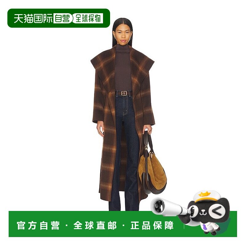 1h可退 香港直邮Simkhai 女士 Mulholland 格子长袍大衣 5256035W