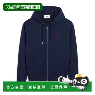 香港直邮Ami Paris 拉链连帽卫衣 BFUSW435730.新款纯棉刺绣