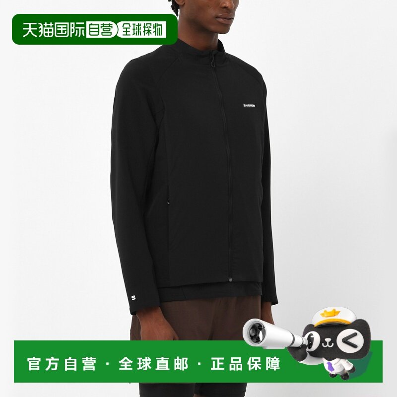 自营欧洲直邮SALOMON 深黑色合成材料男士全拉链中间层夹克,运动服/休闲服装,运动茄克/外套,淘宝优惠券,粉丝福利购,淘宝优惠卷