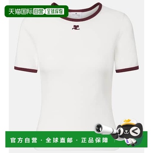 white白色 1h可退 标志徽标棉质T恤 女士 舒适 香港直邮Courreges