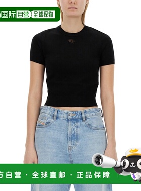 香港直邮Diesel 迪赛 女士 圆领短袖T恤 A130140GEAY刺绣