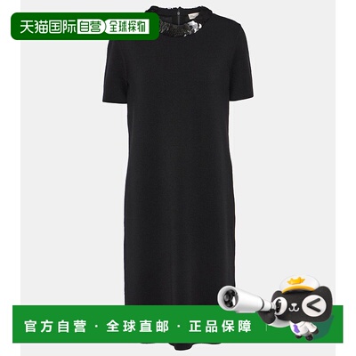 1h可退 香港直邮Tory Burch 托里 伯奇 女士 珠片羊毛混纺中长连