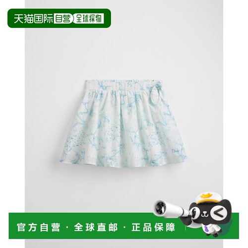 欧洲直邮Dior迪奥 女孩蓝色Toile de Jouy棉质短裙