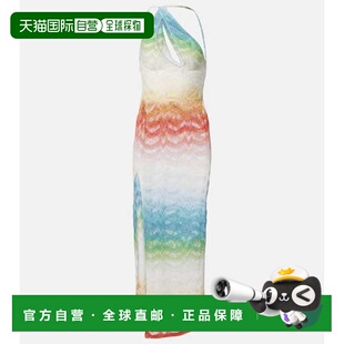 1h可退 香港直邮MISSONI 米索尼 女士 不对称金银锦缎长款连衣裙