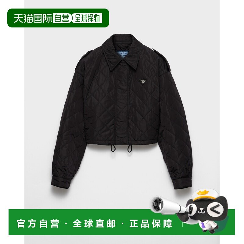 自营欧洲直邮Prada普拉达 Re-Nylon女士黑色再生聚酰胺金属三角标