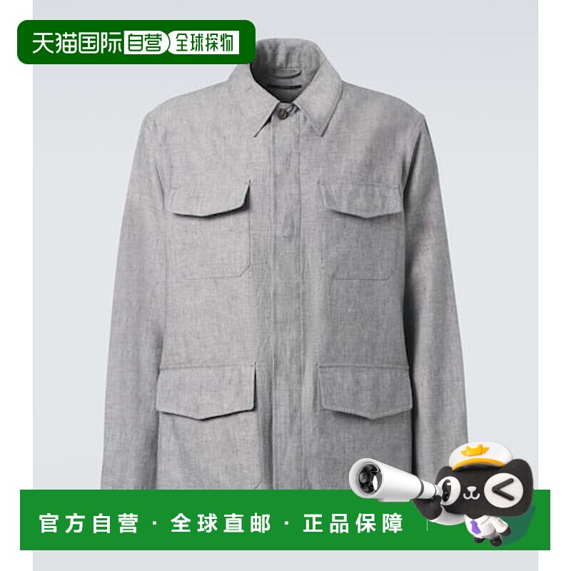 香港直邮Dunhill 登喜路 男士 亚麻军装夹克 grey灰色 舒适时尚