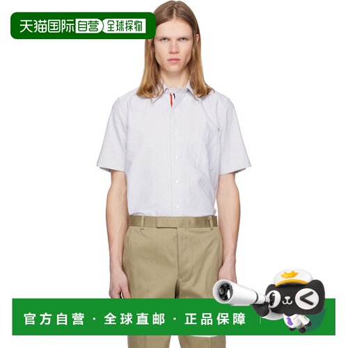 香港直邮Thom Browne 汤姆 布朗 男士 灰色短袖衬衫 MWS239EF0313