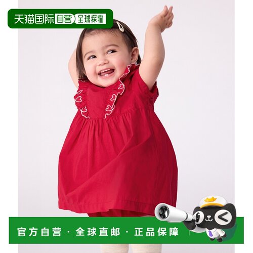 欧洲直邮Petit Bateau小帆船 婴儿纯色短袖连衣裙带灯笼裤3个月