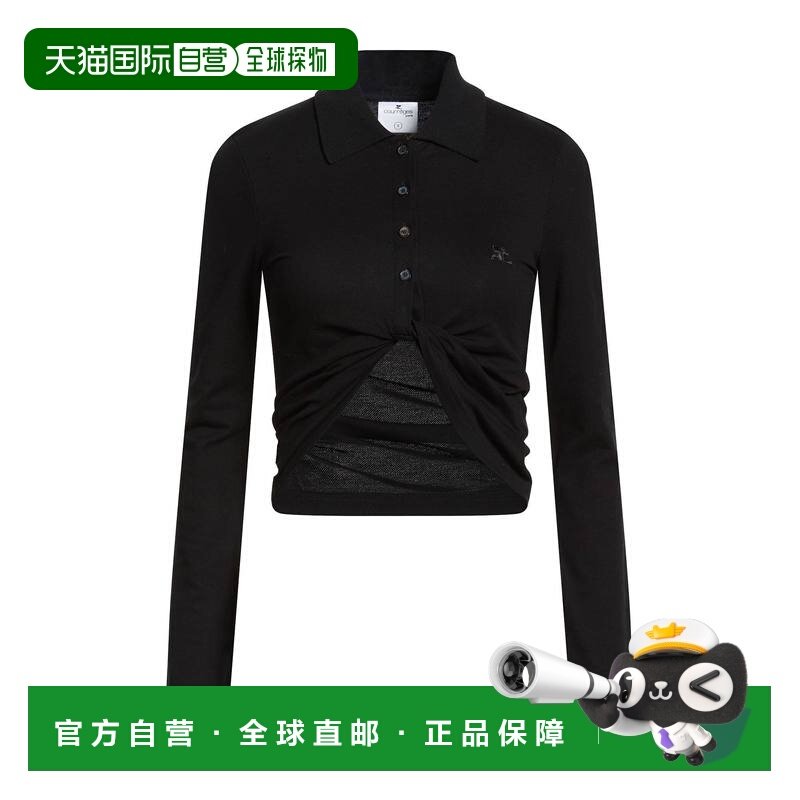 1h可退 香港直邮Courreges 女士 Polo衫 black黑色 舒适时尚,女装/女士精品,POLO衫,淘宝优惠券,粉丝福利购,淘宝优惠卷