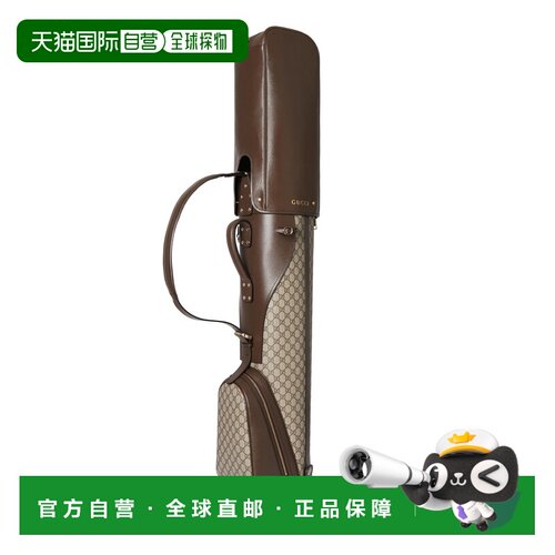 自营欧洲直邮GUCCI古驰 GG米色/深棕色GG帆布织带高尔夫球包