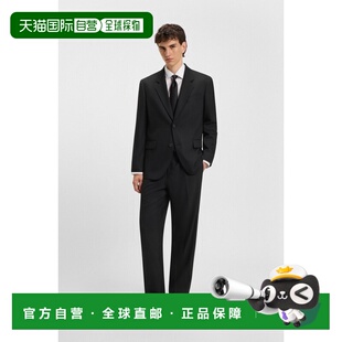 自营欧洲直邮Hugo Boss 男士黑色聚酯纤维两件套西装套装