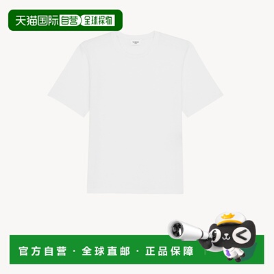 自营欧洲直邮YSL圣罗兰 女士白色棉质月牙刺绣大款T恤