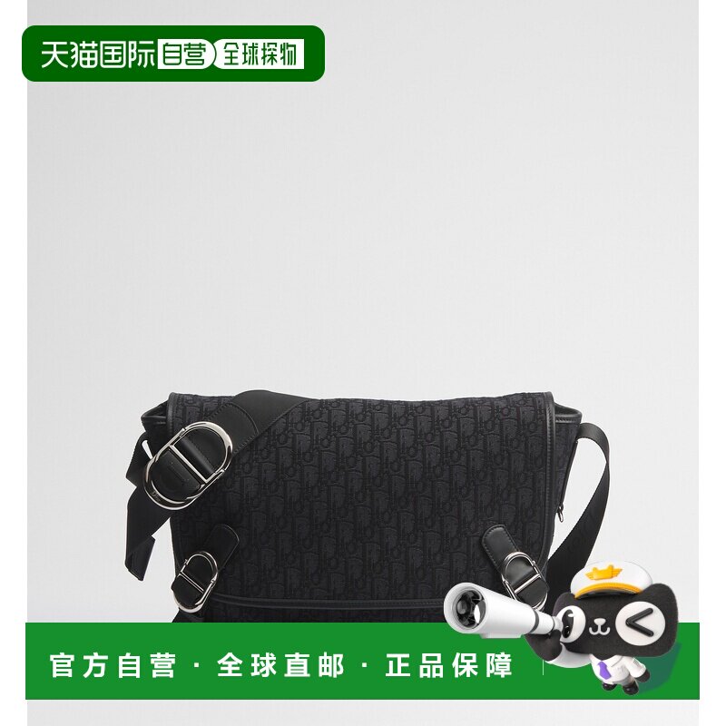 自营欧洲直邮Dior迪奥  Jett男士黑色提花帆布单肩包斜挎包邮差包图片