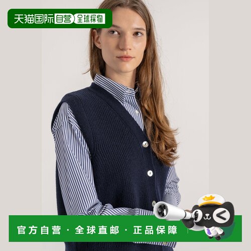 自营欧洲直邮Mardi Marius女士藏青色美利奴羊毛羊绒无袖针织衫
