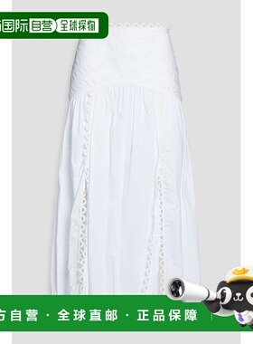 1h可退 香港直邮Sandro 女士 蕾丝边府绸中长半身裙 SFPJU01426BL