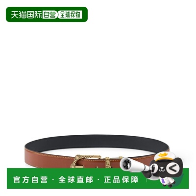 自营欧洲直邮LV路易威登 Frog Crafted男士棕色皮革双面腰带30mm