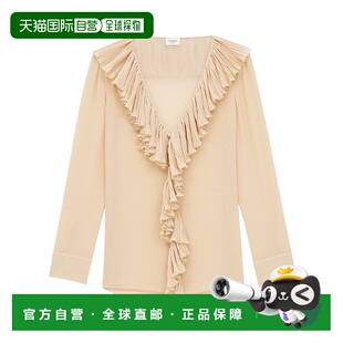 香港直邮Saint Laurent 长袖褶边衬衫 女装820973Y3K45