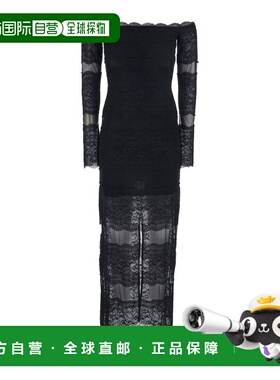 1h可退 香港直邮Blumarine 蓝色情人 女士 露肩刺繡蕾絲長裙 2A76