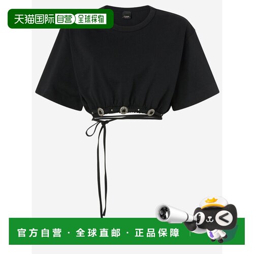 1h可退 香港直邮PINKO 女士T恤 106907A3ARZ99 SS2026 黑色 短款T