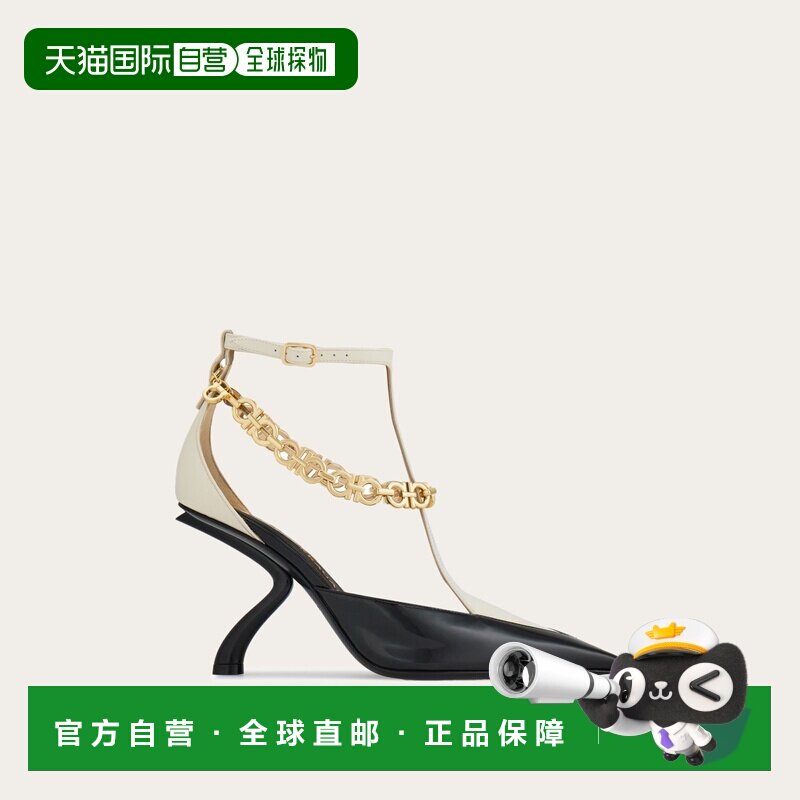 自营欧洲直邮Ferragamo菲拉格慕 女士漆皮Gancini链条雕塑鞋跟高