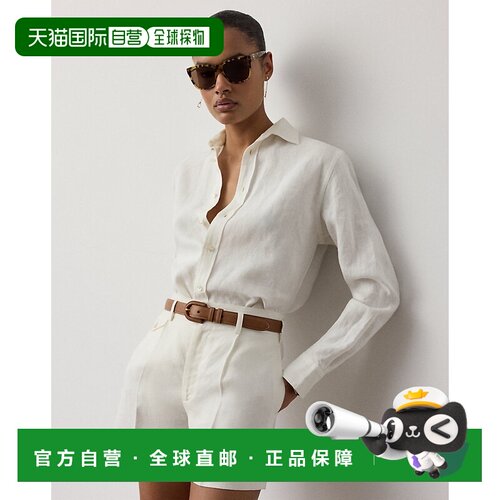 自营欧洲直邮Ralph Lauren拉夫劳伦 Adrien女士奶油色亚麻宽松衬