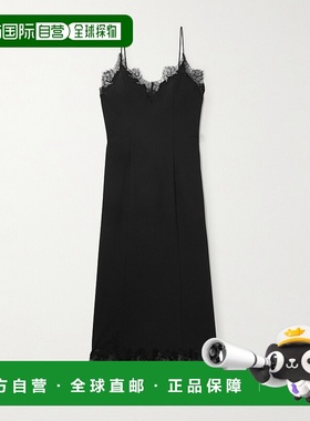 香港直邮Staud 女士 Nadia 蕾丝边缎面中长连衣裙 R25P2335TSBLK