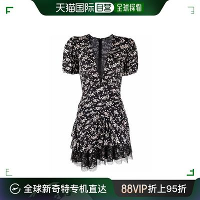 香港直邮Elisabetta Franchi 黑色V领短袖连衣裙 AB08822E2