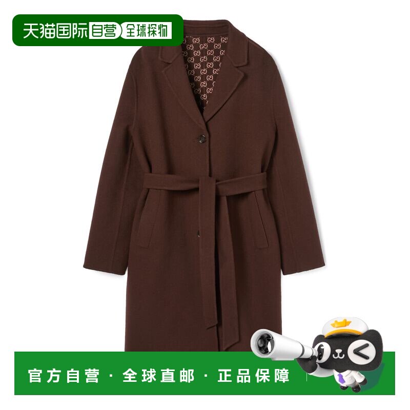 香港直邮Gucci 古驰 女士 双面桑蚕丝羊毛混纺大衣 823839Z7ASL
