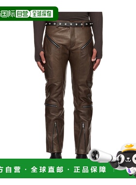 香港直邮Rick Owens Concordians Headon 皮革长裤 RR02E1329LHOS