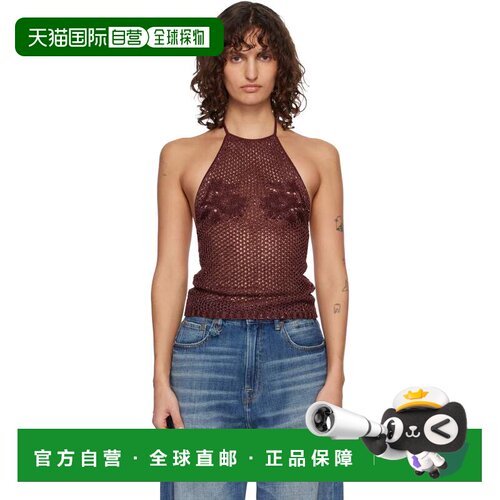 香港直邮AMIRI 女士 酒红色 Floral Crochet Open Back 上装上衣