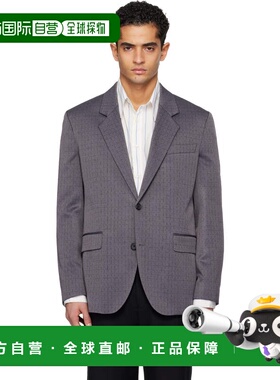 1h可退 香港直邮boss 雨果 男士 灰色 Checked Modern-Fit 西装外