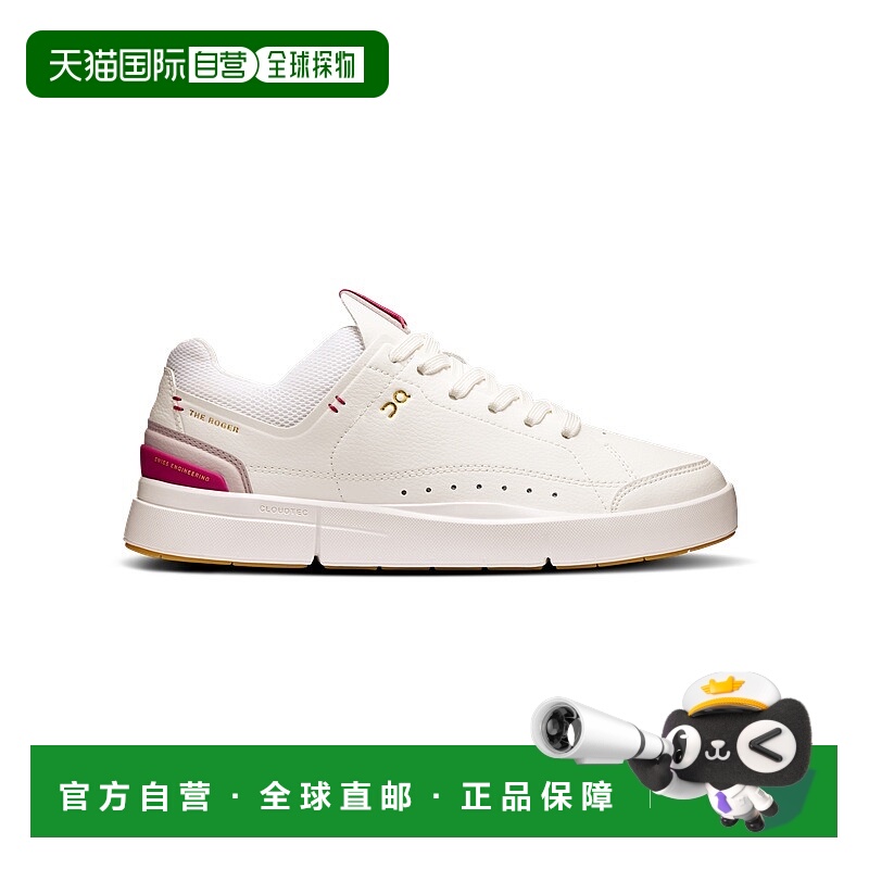 自营欧洲直邮ON昂跑 THE ROGER系列女士白色/石榴红色聚酰胺缓震