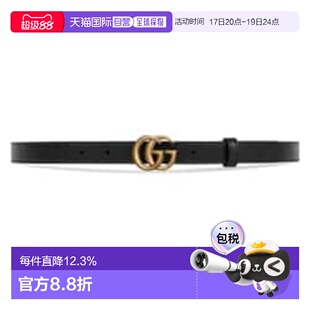 自营Gucci古驰女士皮革时尚个性出行细款双G扣皮带腰带时尚情人节