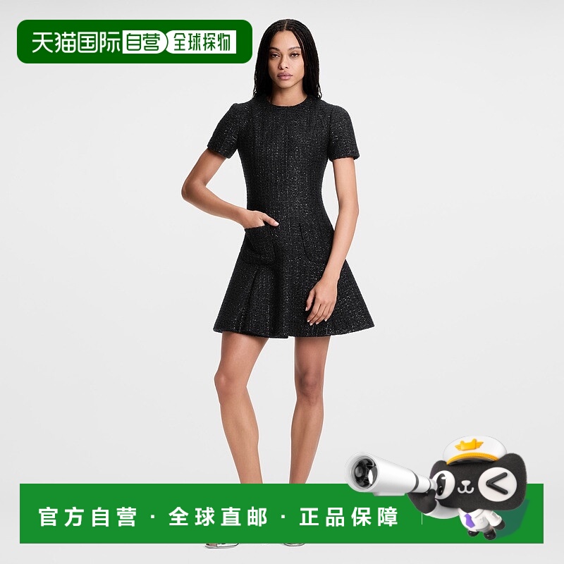 自营1h可退 欧洲直邮LV路易威登 女士黑色聚酰胺短袖连衣裙