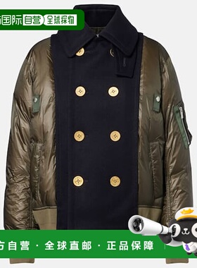 香港直邮Sacai 女士 双排扣羽绒夹克 green绿色 舒适时尚