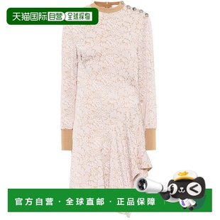 香港直邮Chloe brown棕色 蔻依 不对称提花连衣裙 舒 女士 1h可退