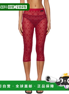 香港直邮Marine Serre 女士 红色 Moonogram Mesh Flock 紧身短裤