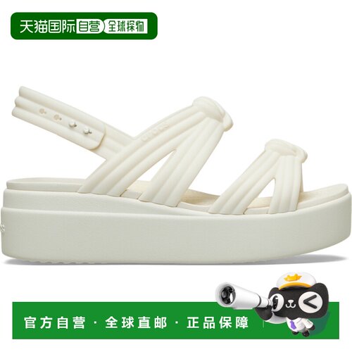 自营欧洲直邮Crocs卡骆驰 Brooklyn女士象牙白TPU低坡跟结饰凉鞋