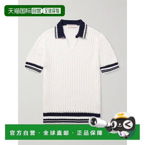 香港直邮Orlebar Brown 男士 纱框钩花有机棉Polo衫 281559WHITES
