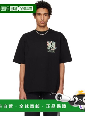 香港直邮AMIRI 男士 黑色 MA Floral Oversized T恤 AMTOJR1122
