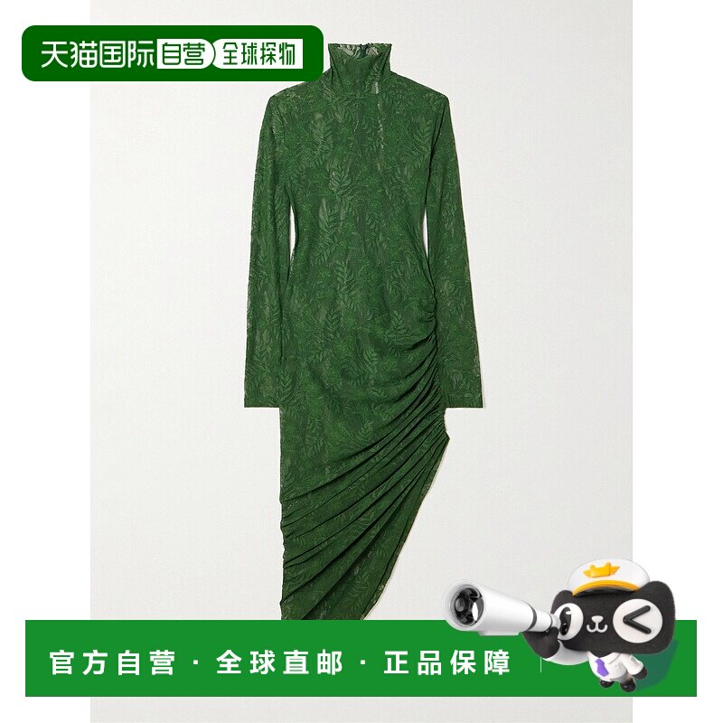 香港直邮NORMA KAMALI 诺玛 卡玛丽 女士 不对称褶皱弹力蕾丝高领